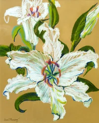 Os lírios brancos (pastel em papel Ingres colorido)